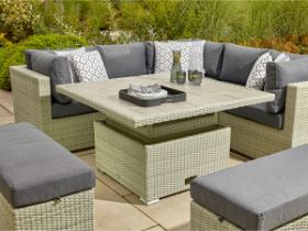 Kingscote Cloud Modular Sofa With Square Firepit Table And 2 Benches