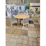Cannes 150cm Round Teak Table With 4 x Side Chairs And 2 x Armchairs