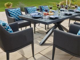 St Lucia 204cm Rectangle Dining Table With 6 St Lucia Armchairs