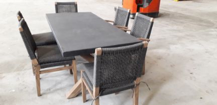 Newport Dark Rectangle Table With 6 x Tonio Chairs Dark Grey