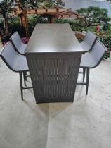 Sintered Stone Bar Table With 4 x Textilene Bar Stools Anthracite
