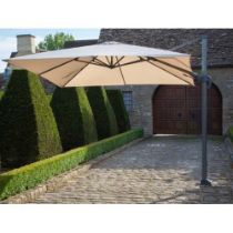 Chichester Anodised 4.0 x 3.0m Rectangle Side Post Parasol Inc Khaki Protective Cover Natural