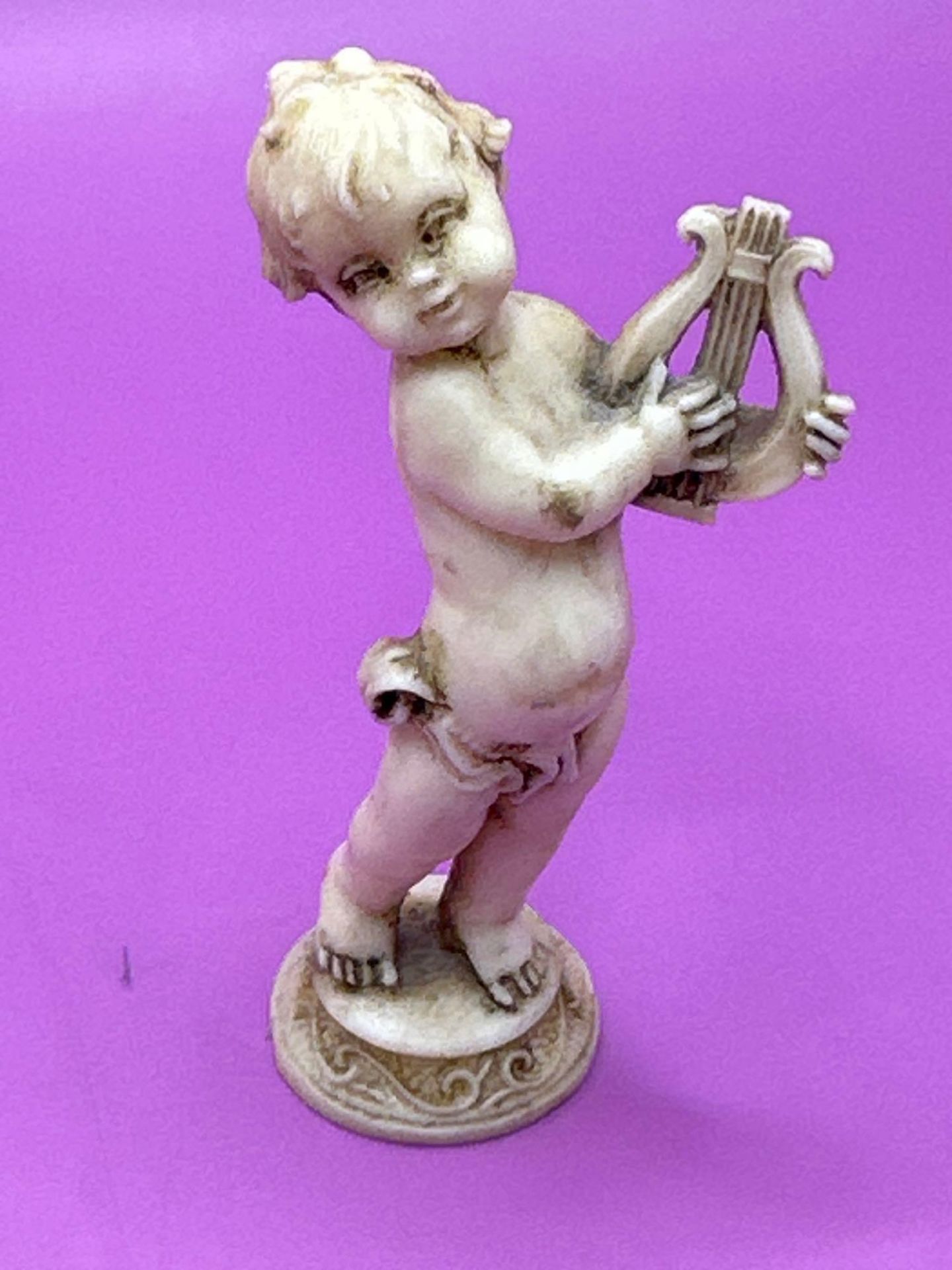 3 X Vintage Depositato Italy Child Cherub Nymph With Instrument - Bild 6 aus 7