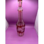 A Pair Of Late 19th Century Bohemian Ruby Flashed Wine Bottle/Carafe/Decanter