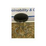 A Pair Of Zoeftig Modern Chrome Vanity Stool Round Stool With Black Vinyl Seat Hrb