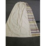 Pair Of Curtains Cream Horizontal Stripe Boarder Edge Striped Purple /Green/ Lime 284 x 250cm (