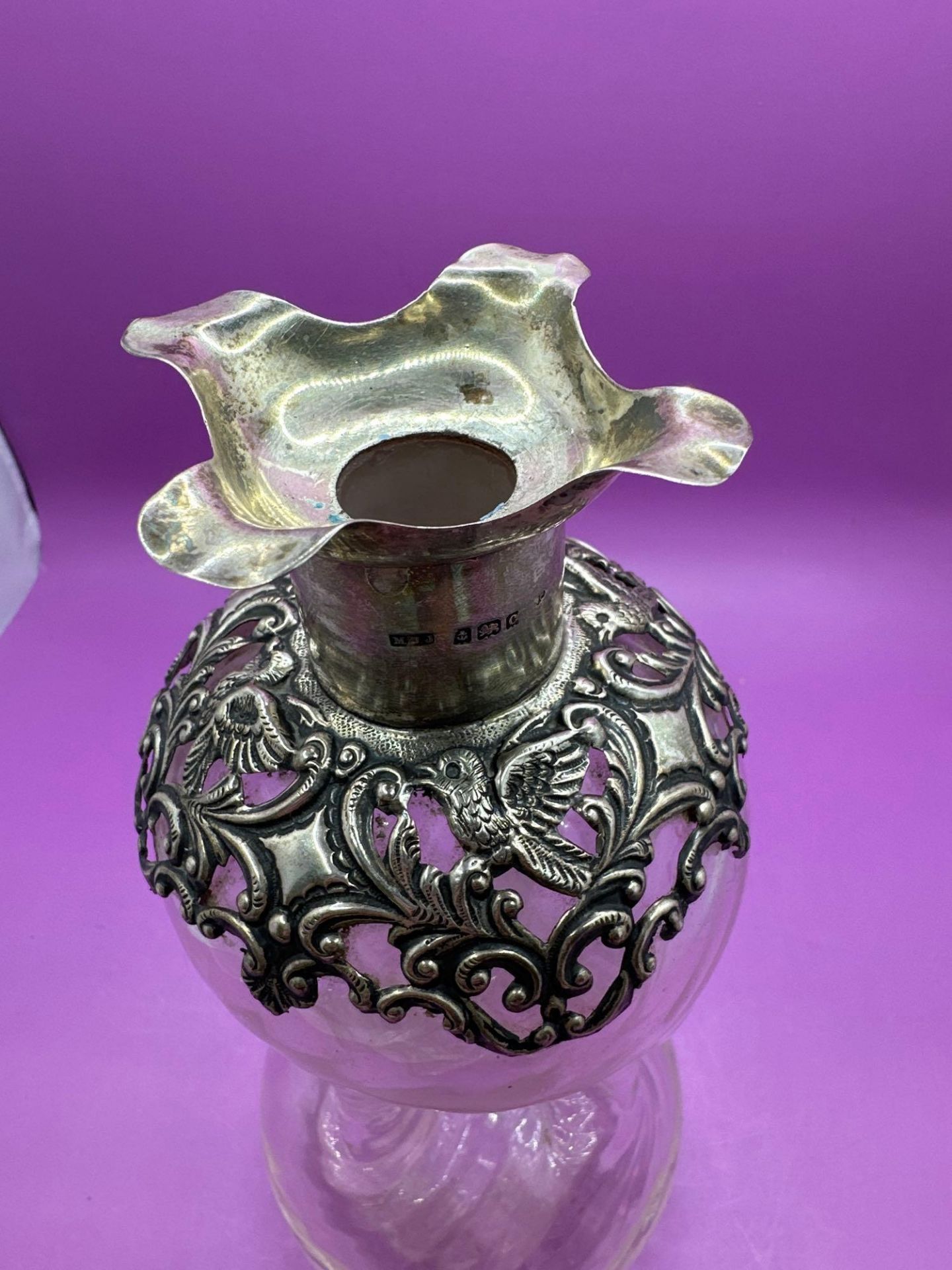 Silversmith: Henry Matthews â€“ Birmingham Hallmarked 1897 RepoussÃ© Sterling Silver Overlay And - Image 3 of 4