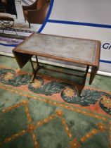 Elegant Pembroke Table with Blue Leather Inlay Introducing the quintessence of craftsmanship and