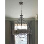 Feiss Marcella drum chandelier Featured in British bronze and oxidized bronze finishes with