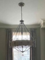 Feiss Marcella drum chandelier Featured in British bronze and oxidized bronze finishes with