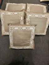 5 x Silk Cushions Beige Cream Pattern Size 50 x 50cm( Ref Cush 122)