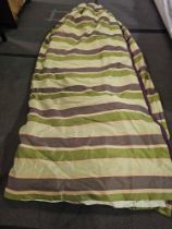 A Pair Of Silk Curtains Horizontal Stripes Brown Lime Gold Beige... Purple Striped Edge Size 220 x