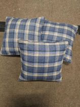 3 x Tartan Blue Cushions Size 40 x 40cm ( Ref Cush 129)