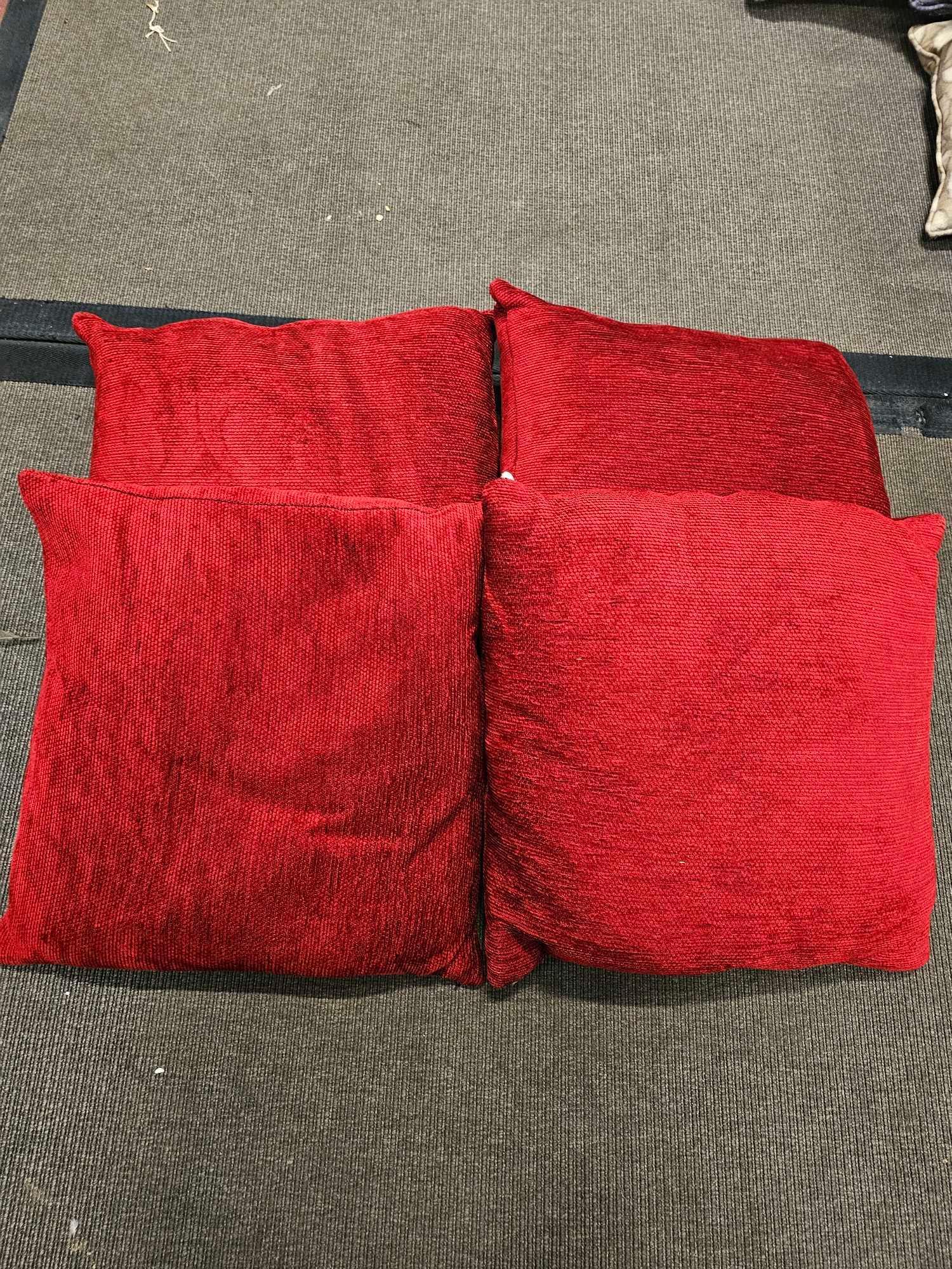4 x Corded Red Cushions Size 45 x 45cm ( Ref Cush 125)