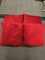 4 x Corded Red Cushions Size 45 x 45cm ( Ref Cush 125)