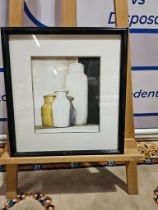 Framed Still Life Lithographs Initials Marked Jg 55 x 50cm