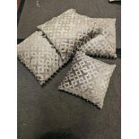 4 x Lilac /Silver Tasselled Edge Pattern Cushions Size 40 x 40cm And 45 x 45cm ( Ref Cush 126)