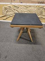 Cosmopolitan Small Side Table Black Top With Oak Legs. The Geometric Symmetry And Compactness Of The