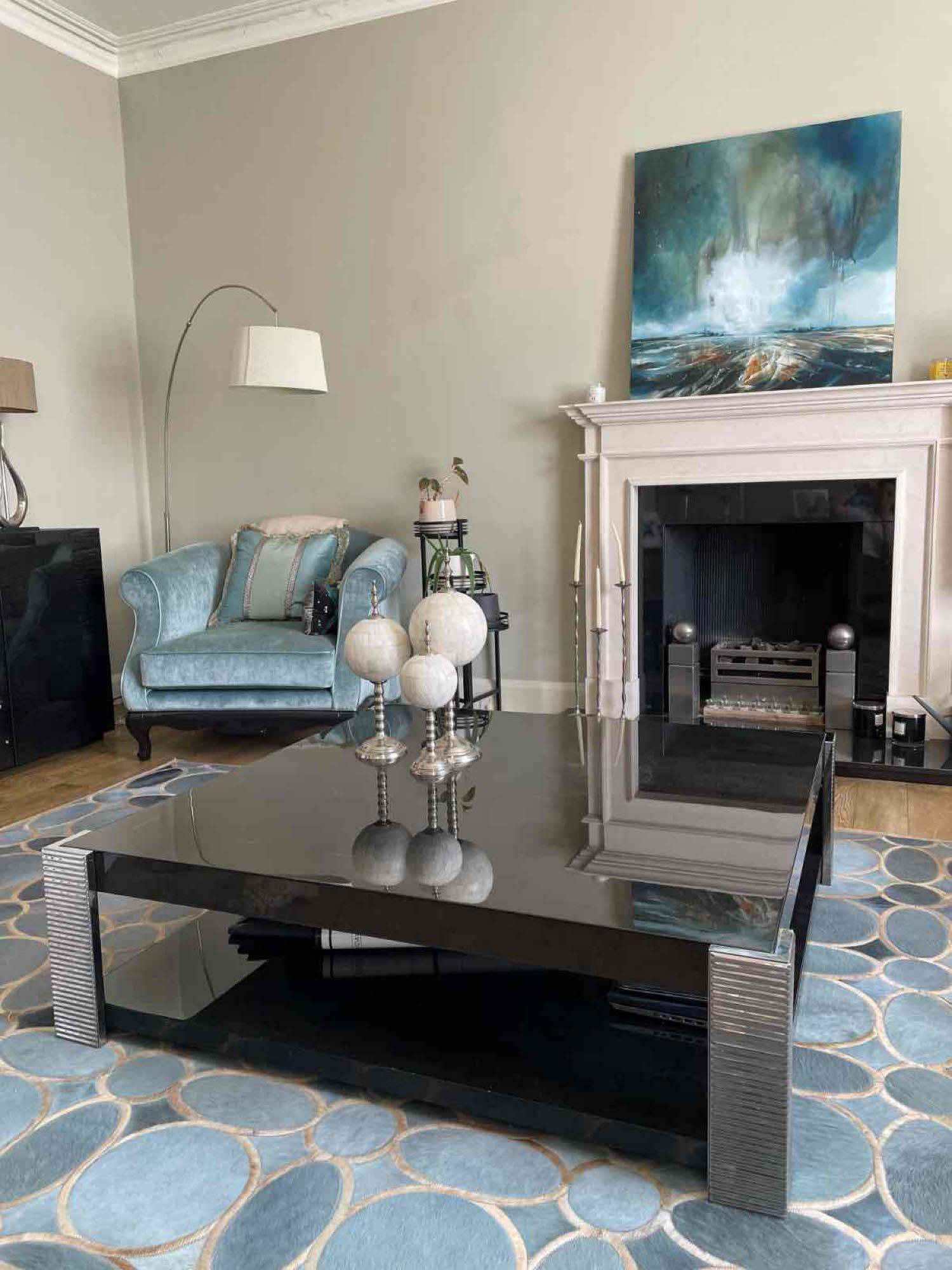 Malerba Srl Italy Secret Love Squared Coffee Table features two shelves of black pearl Sycamore wood