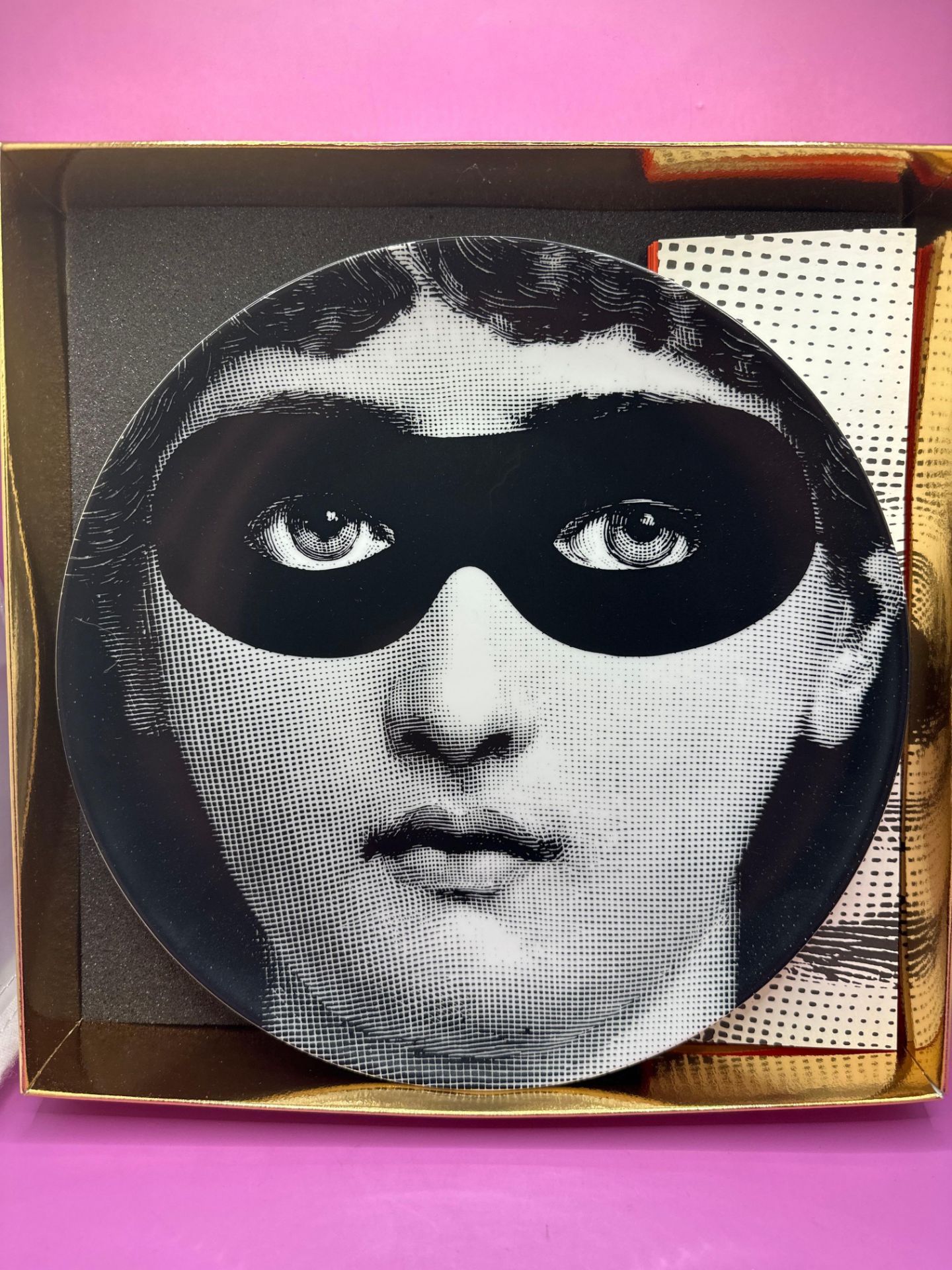 Fornasetti Italy Porcelain Tema E Variazioni No. 22 Wall Plate Presented In A Fornasetti Box The