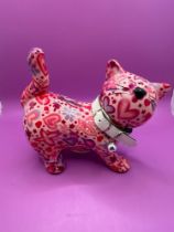 Pomme Pidou Kitty Cat Money Box Pink With Butterflies Money Box