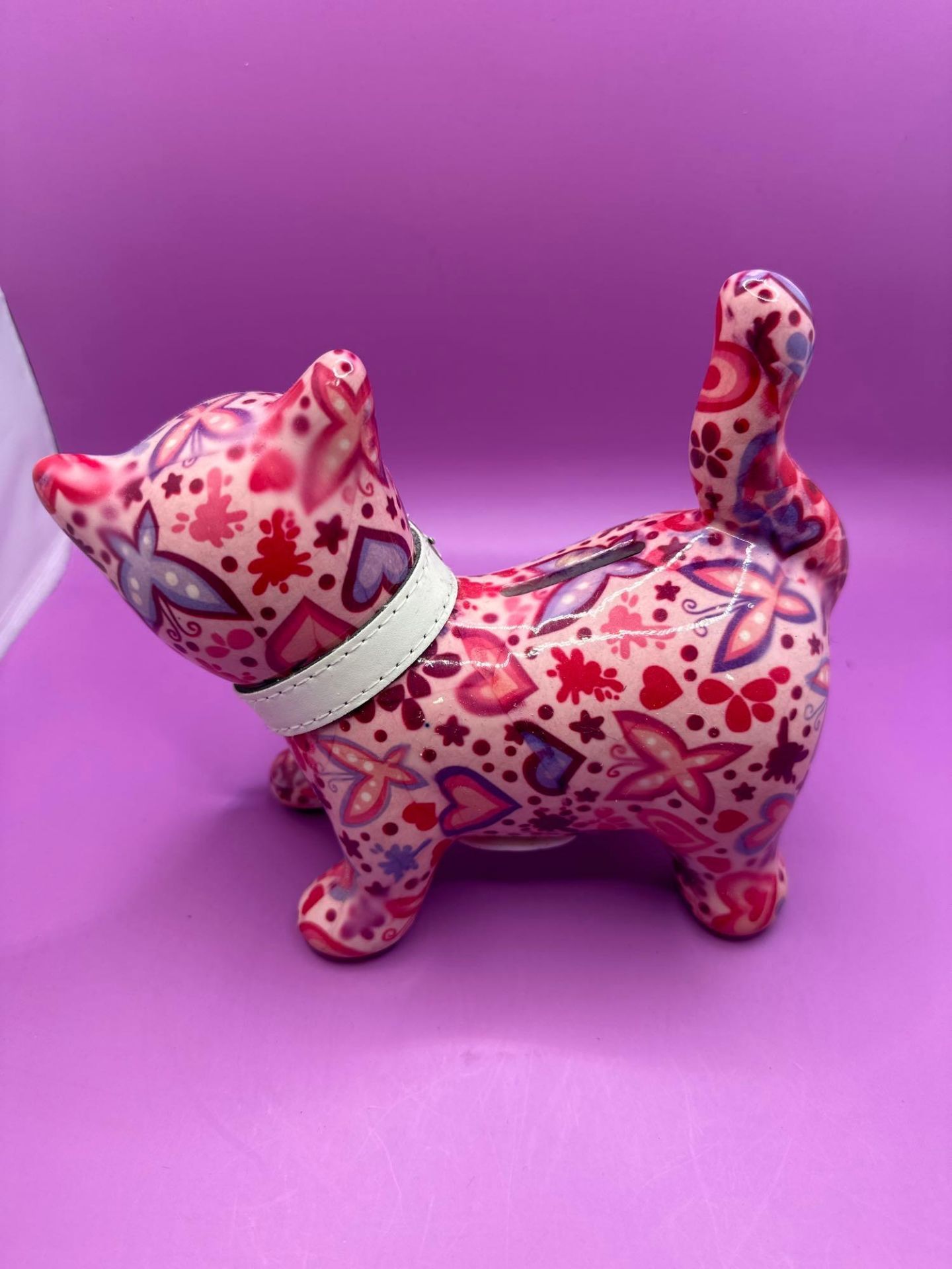 Pomme Pidou Kitty Cat Money Box Pink With Butterflies Money Box - Image 4 of 6