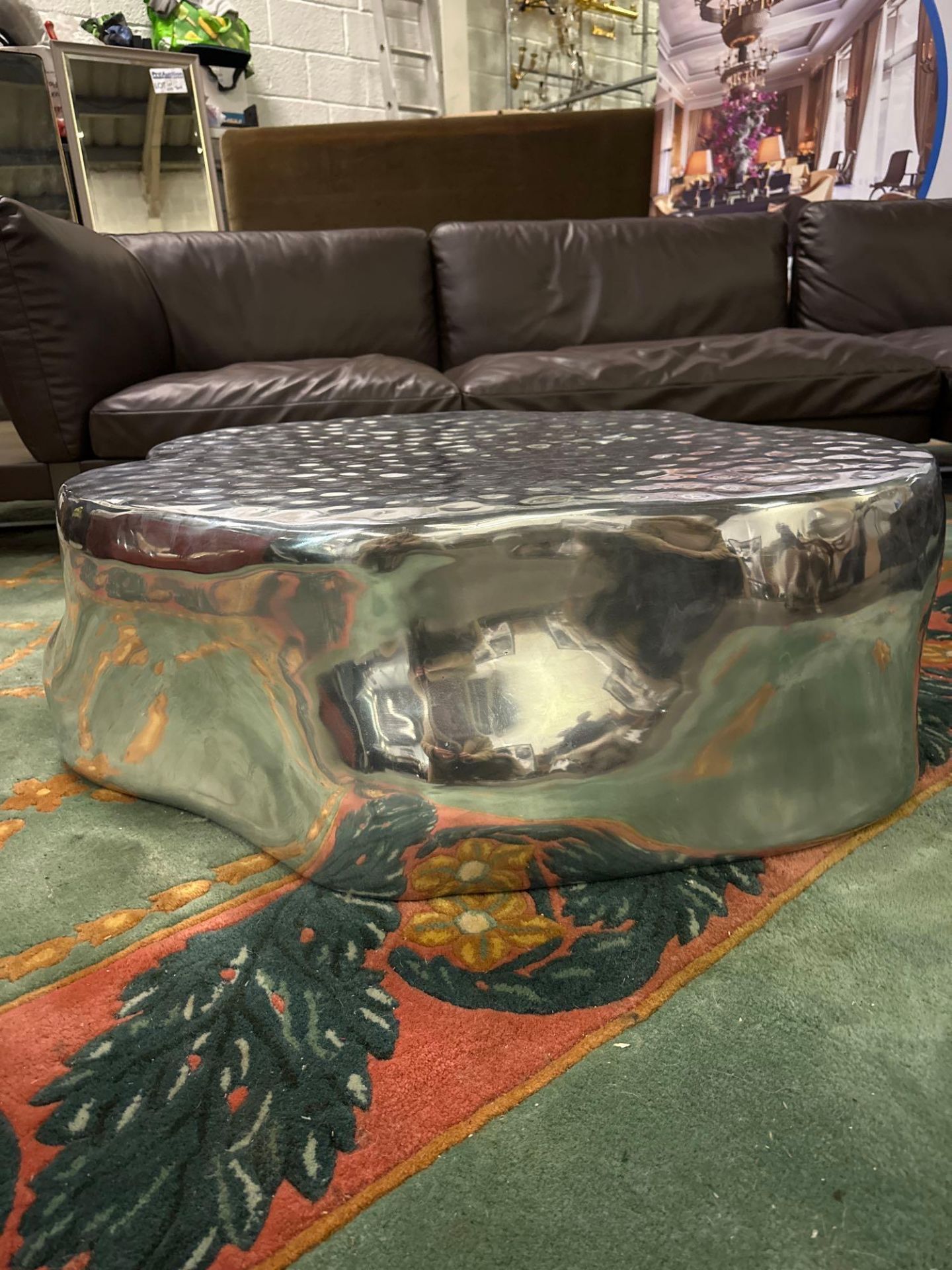 Silver Tree Bossa Coffee Table Structure In Polished Cast Aluminium With Embossed Top Designed By - Image 2 of 4