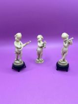 3 X Vintage Depositato Italy Child Cherub Nymph With Instrument