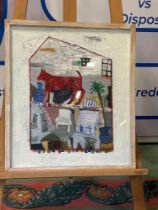 Ken Spooner Dog House Mixed Media 59 X 50 cms Framed Size: 63 X 54 cms Signed Verso This Complex