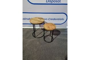 Round Iron And Wood Nest Tables Part Of The Railtrack Collection, The Industrial Inspired Tables