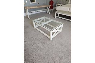 Coffee Table Designed With Tempered Glass Top That Is Scratch-Resistant And Durable, The Cross