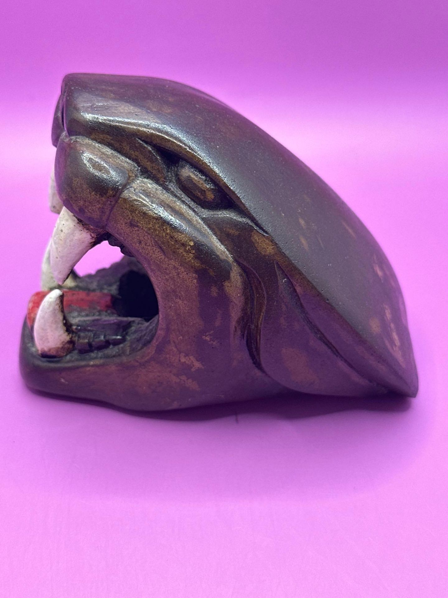 Handcarved Rosewood & Painted Jaguar Head 11.5 X 8 X 9 cm - Image 4 of 6