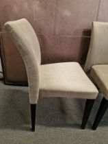 4 x Dining Chairs The linen fabric dining chairs are slightly reclined and have padded backs on