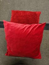 2 x Red Velvet Cushions Size 50 x 50cm ( Ref Cush 131)