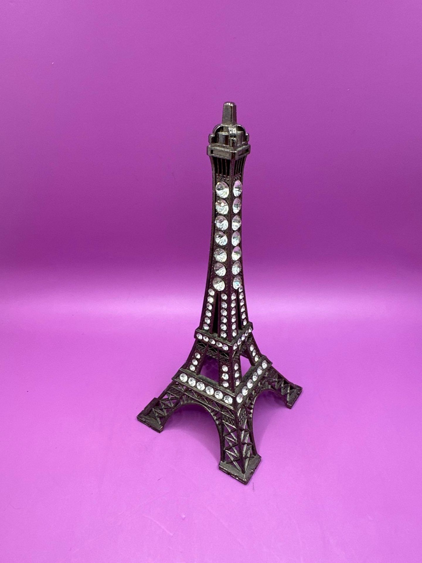 Metal Eiffel Tower With Gem Stones - Image 2 of 4