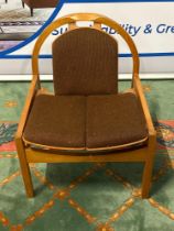 Baumann Armchair Model Argos, Circa 1978. Lacquered Beech. Original Woollen Cushions Very Good