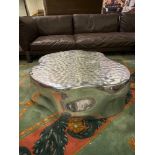 Silver Tree Bossa Coffee Table Structure In Polished Cast Aluminium With Embossed Top Designed By