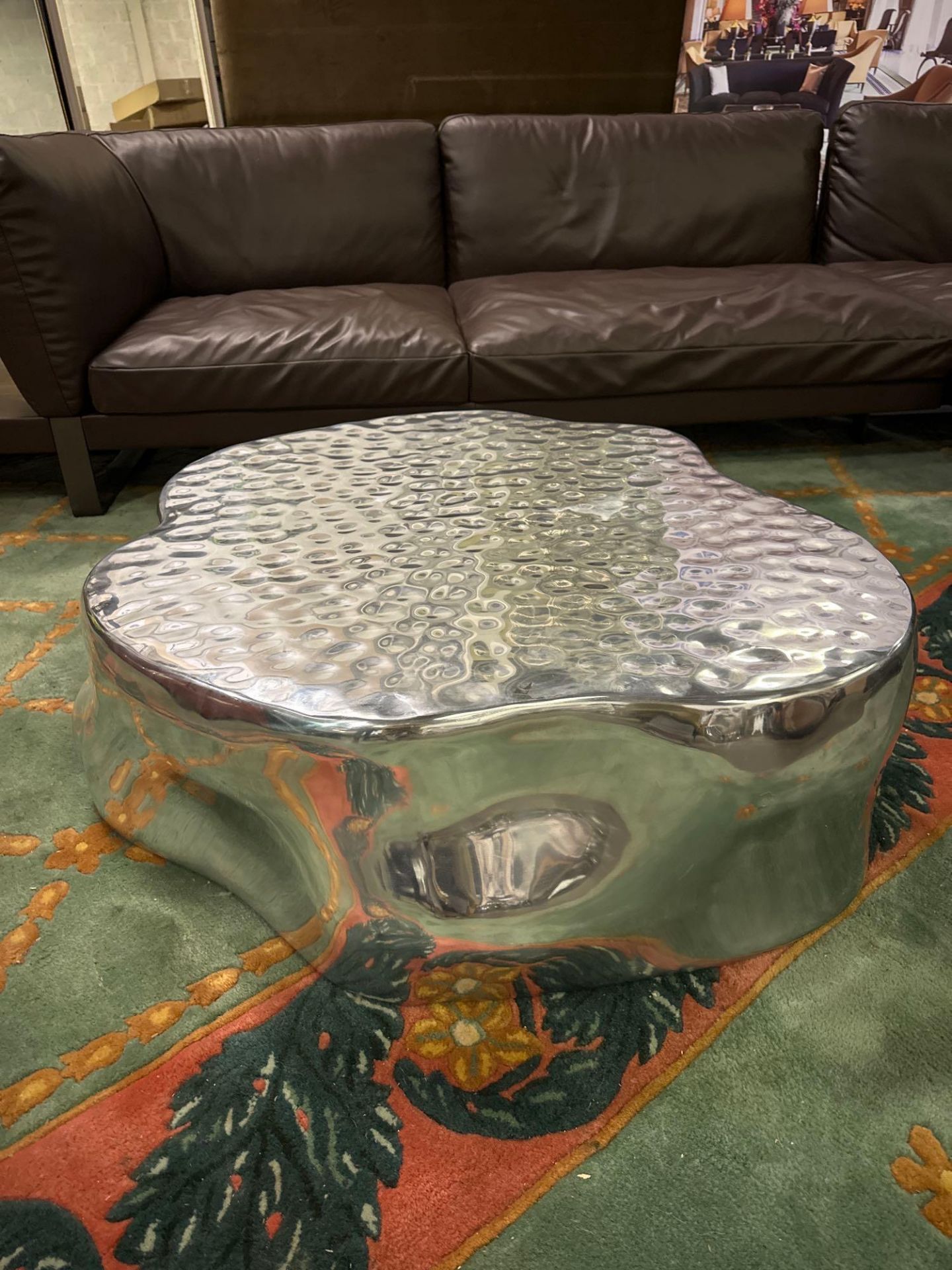 Silver Tree Bossa Coffee Table Structure In Polished Cast Aluminium With Embossed Top Designed By