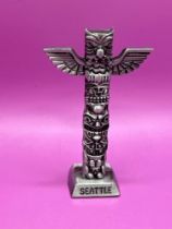 Metal Totem Pole 10cm Seattle One Side Washington The Other