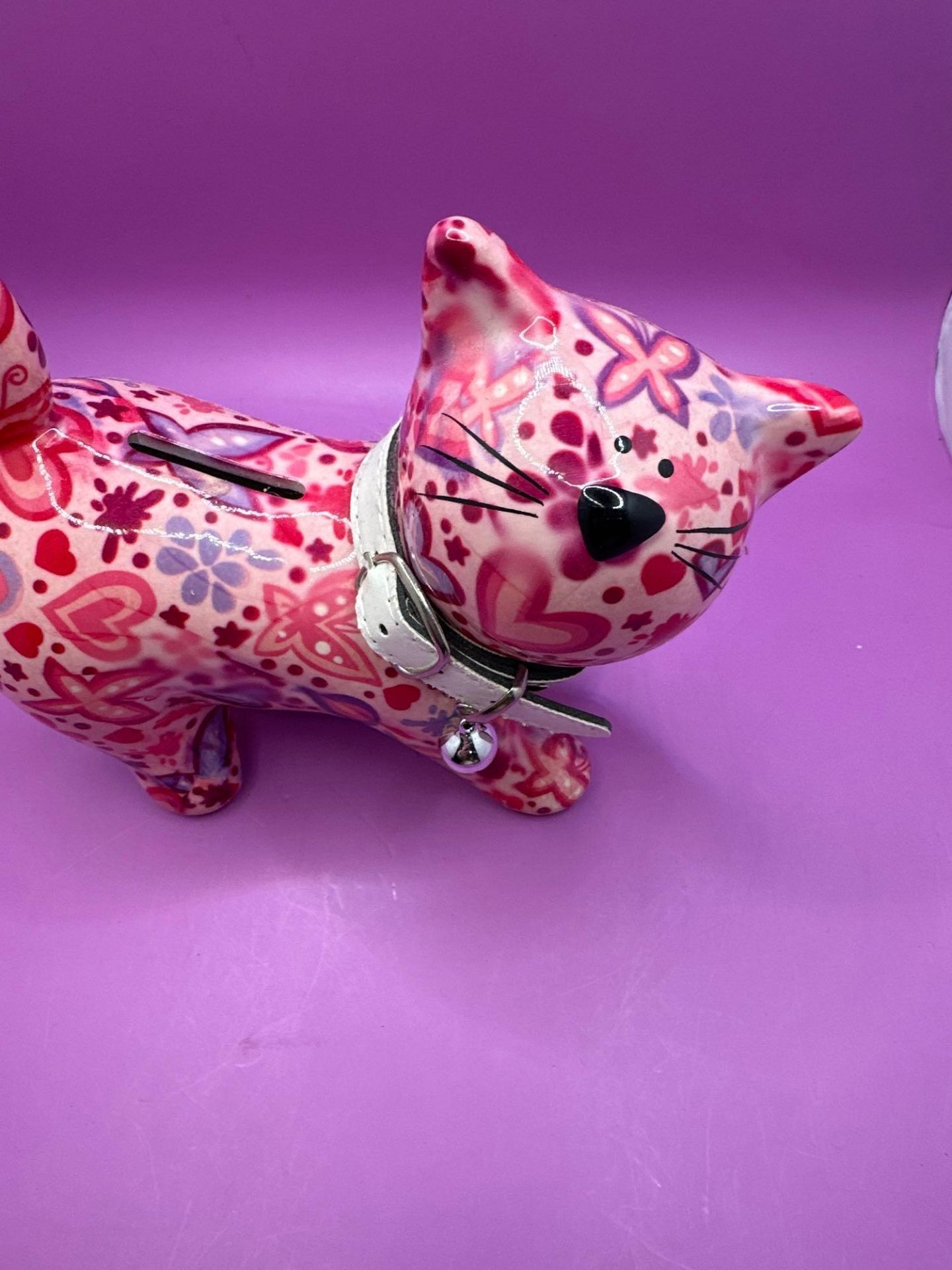 Pomme Pidou Kitty Cat Money Box Pink With Butterflies Money Box - Image 2 of 6