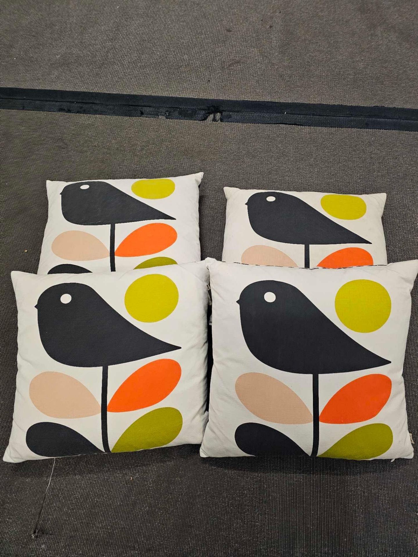 4 x Black Bird Black/Orange/Pink/Green Leave Stork Size 45 x 45cm (Ref Cush 146)