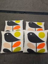 4 x Black Bird Black/Orange/Pink/Green Leave Stork Size 45 x 45cm (Ref Cush 146)