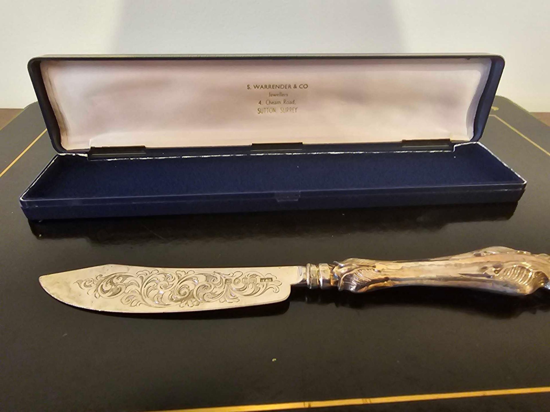 Birmingham 1858 Sterling Silver Fish Knife Assay Marked In Jewellers Case - Bild 5 aus 5