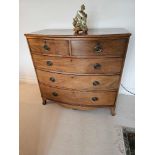 A Late George III Mahogany Bow Front Chest Of Drawers, The Two Short And Three Long Drawers Over