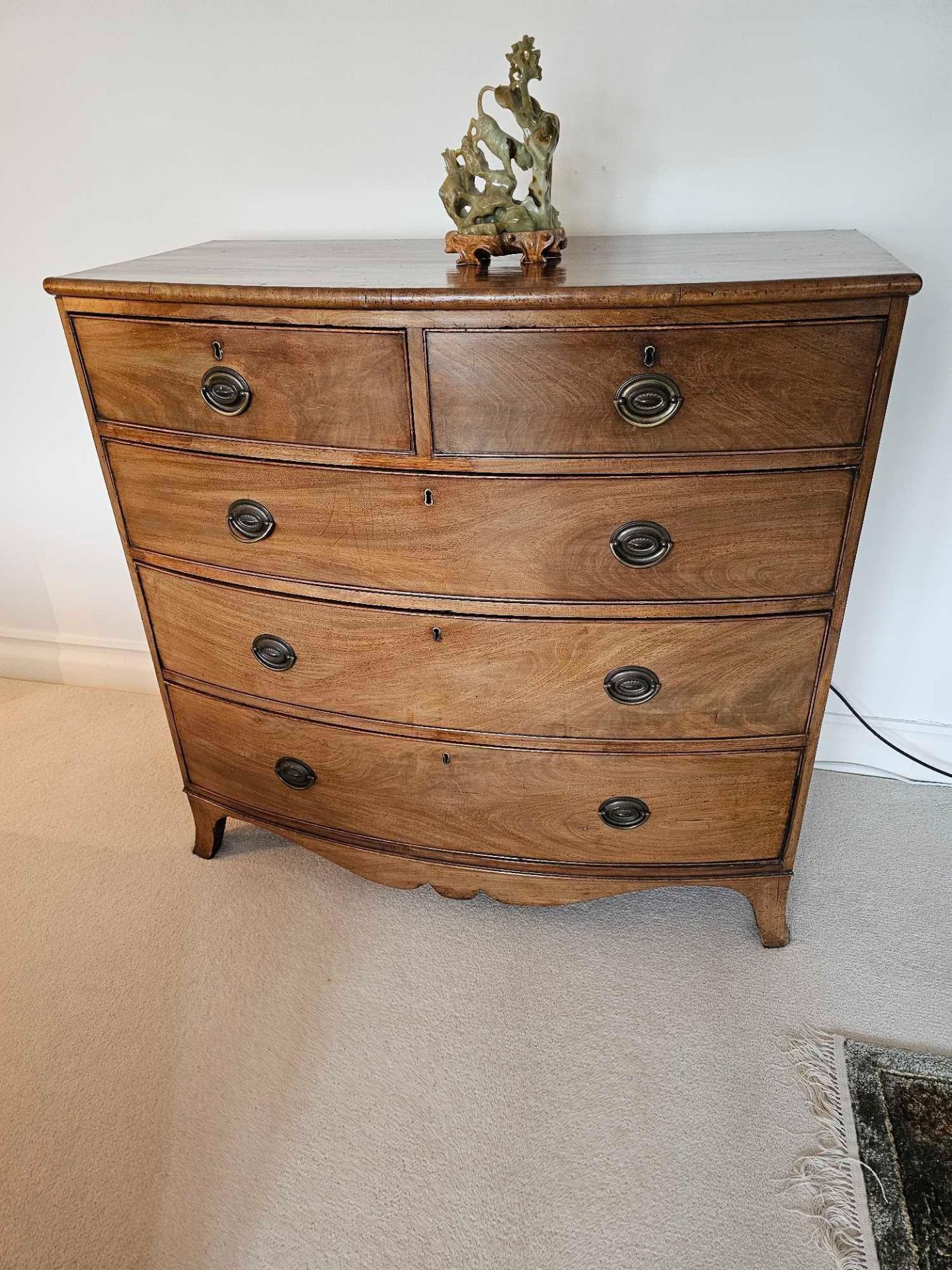 A Late George III Mahogany Bow Front Chest Of Drawers, The Two Short And Three Long Drawers Over