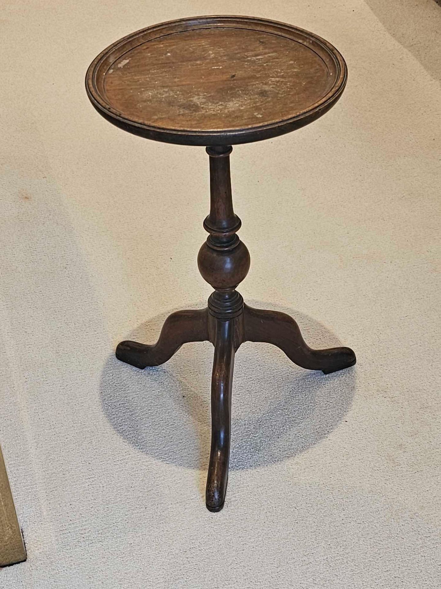 A Mid Century Mahogany Circular Tripod Wine Table 30cm Diameter X 54cm High