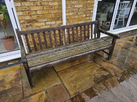 Heavy Garden Teak Park Bench Simple In Design With Straight Traditional Lines