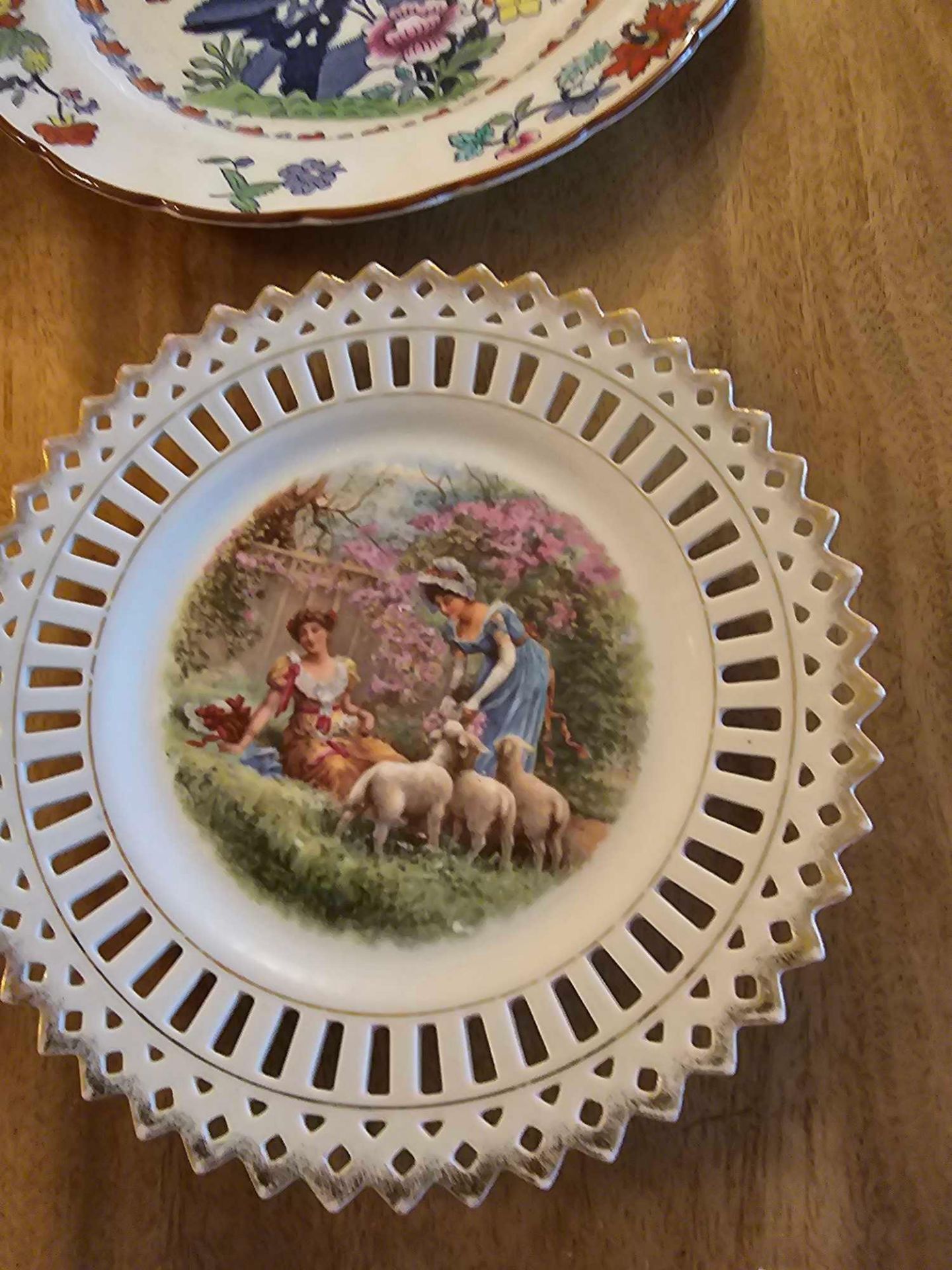 2 X Decorative Wall Plates Booths Pompadour 26cm And A Dresden Style Reticulated Pierced Lattice - Image 3 of 3