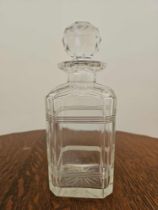 Royal Scot Crystal A Square Cut Spirit Decanter With Stopper 22cm