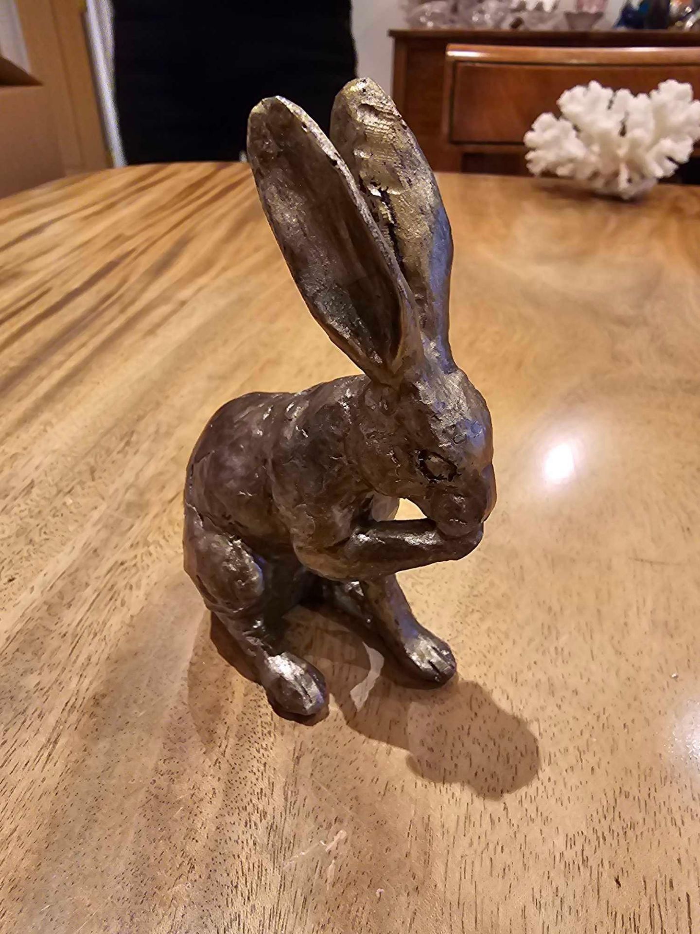 A Bronzed Resin Miniature Figurine Of A Rabbit - Image 2 of 2